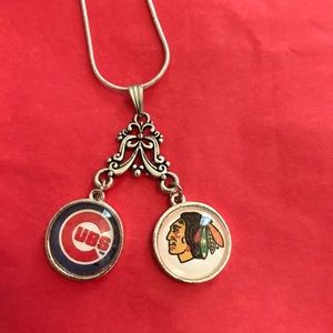 Chicago Cubs and Chicago Blackhawks necklace